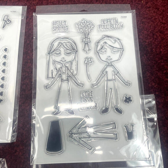 Lot 3 Kingston Crafts Stamps Dies Kits Chipboard Frames Love Paper Dolls Spring - Picture 6 of 9